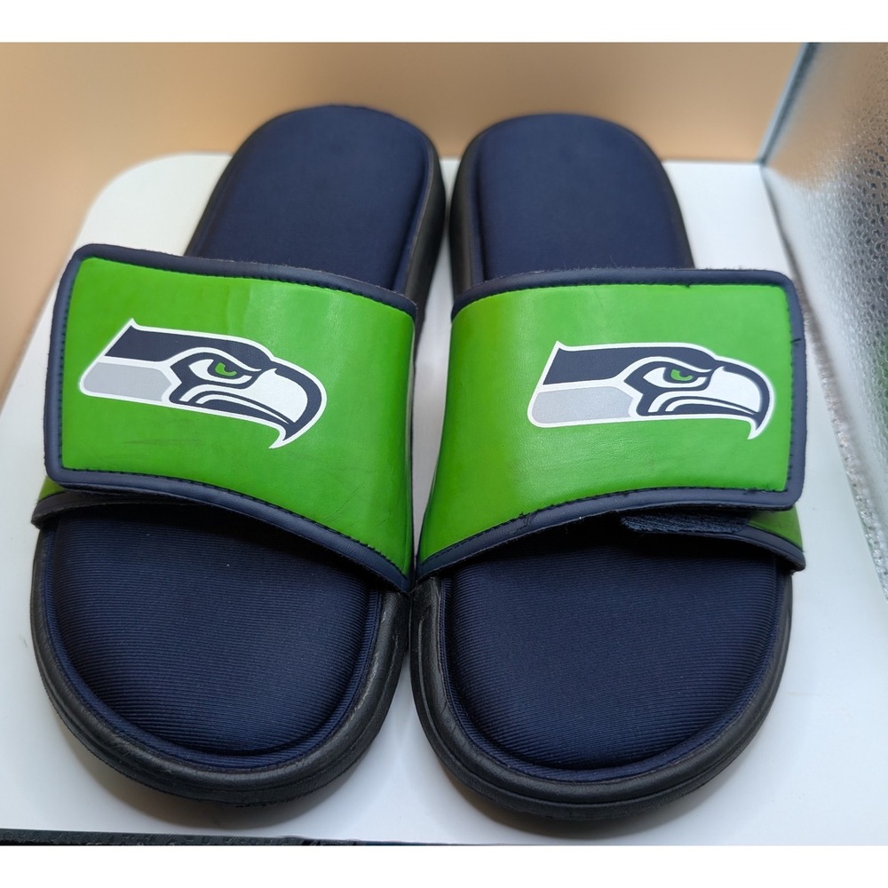 Seattle Seahawks Mens Sandals Size Medium 9-10 NFL Green Blue